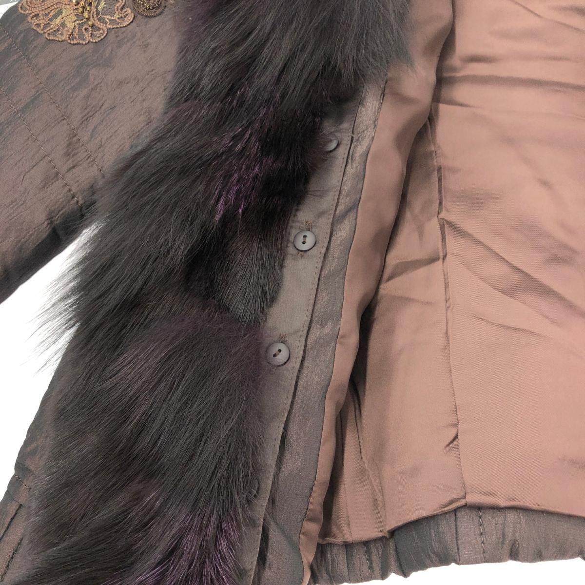 import Rossa インポートロッサ フォックスファー中綿ジャケット 大きいサイズ 46 刺繍 ファー取り外し可 コート ブラウン レディース 240001162981 GULLKHAN_COM