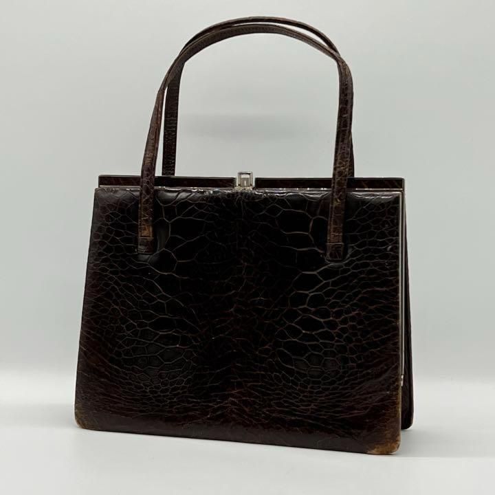 希少】タートルレザー turtle ハンドバッグ がま口 ビンテージ