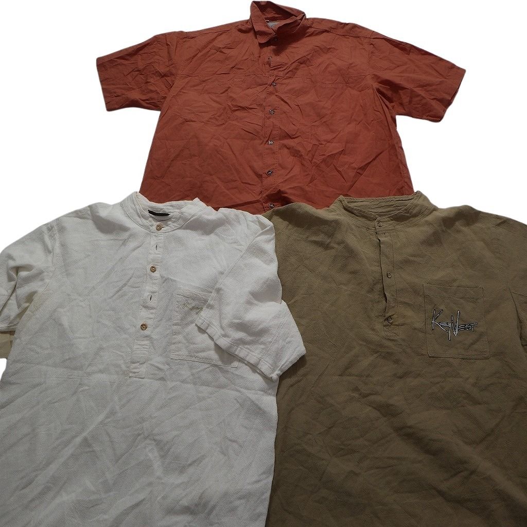古着卸 まとめ売り 無地 素材MIX 半袖シャツ 10枚セット (メンズ L /XL  