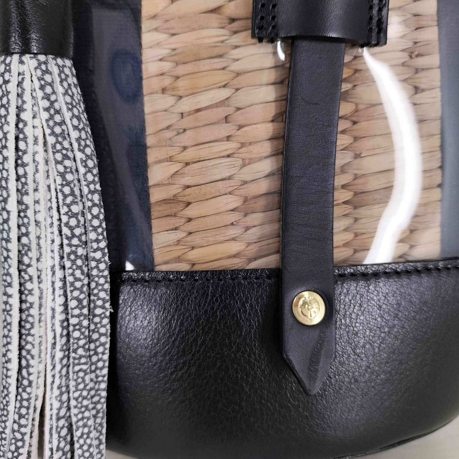 ユーズドフルギ USED古着 クリアレザー カゴバッグ レディース 表記無