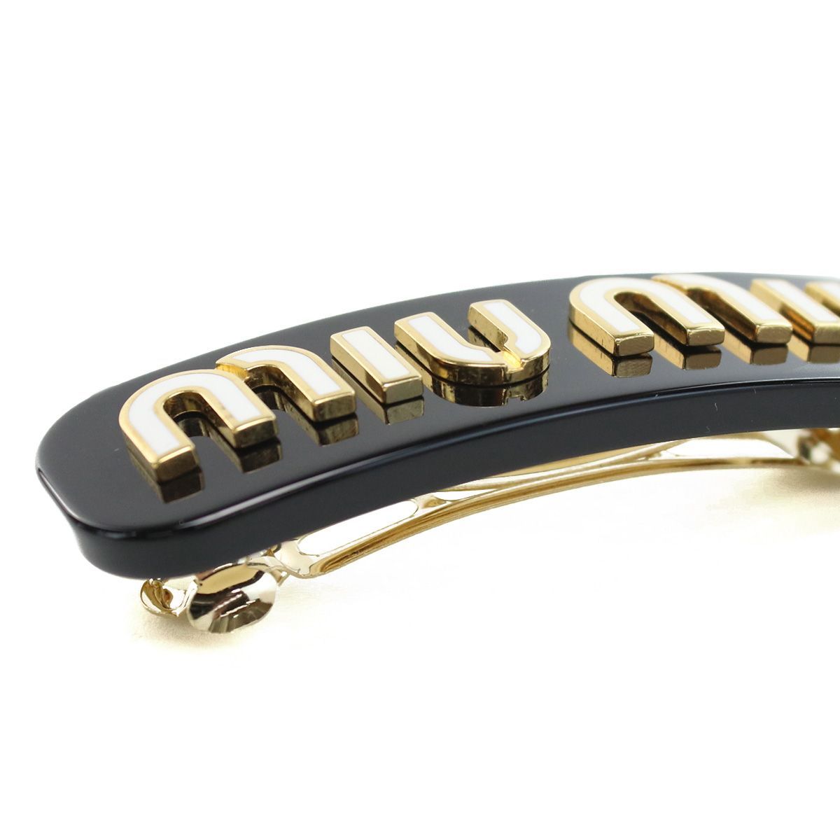 【MiuMiu正規品】ヘアクリップ バレッタ ブラック ロゴ ミュウミュウ MIUMIU バレッタ ブランド ロゴ ヘアクリップ