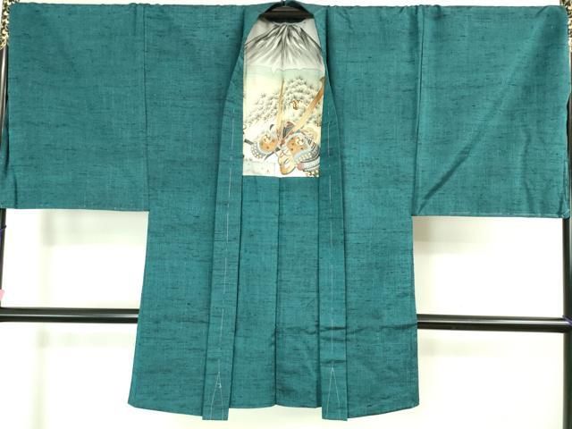 平和屋着物■極上　男性　紬　色無地　藍海松茶色　逸品　DZAA7807kh5 平和屋着物□極上 男性 紬 色無地 藍海松茶色 逸品 DZAA7807kh5