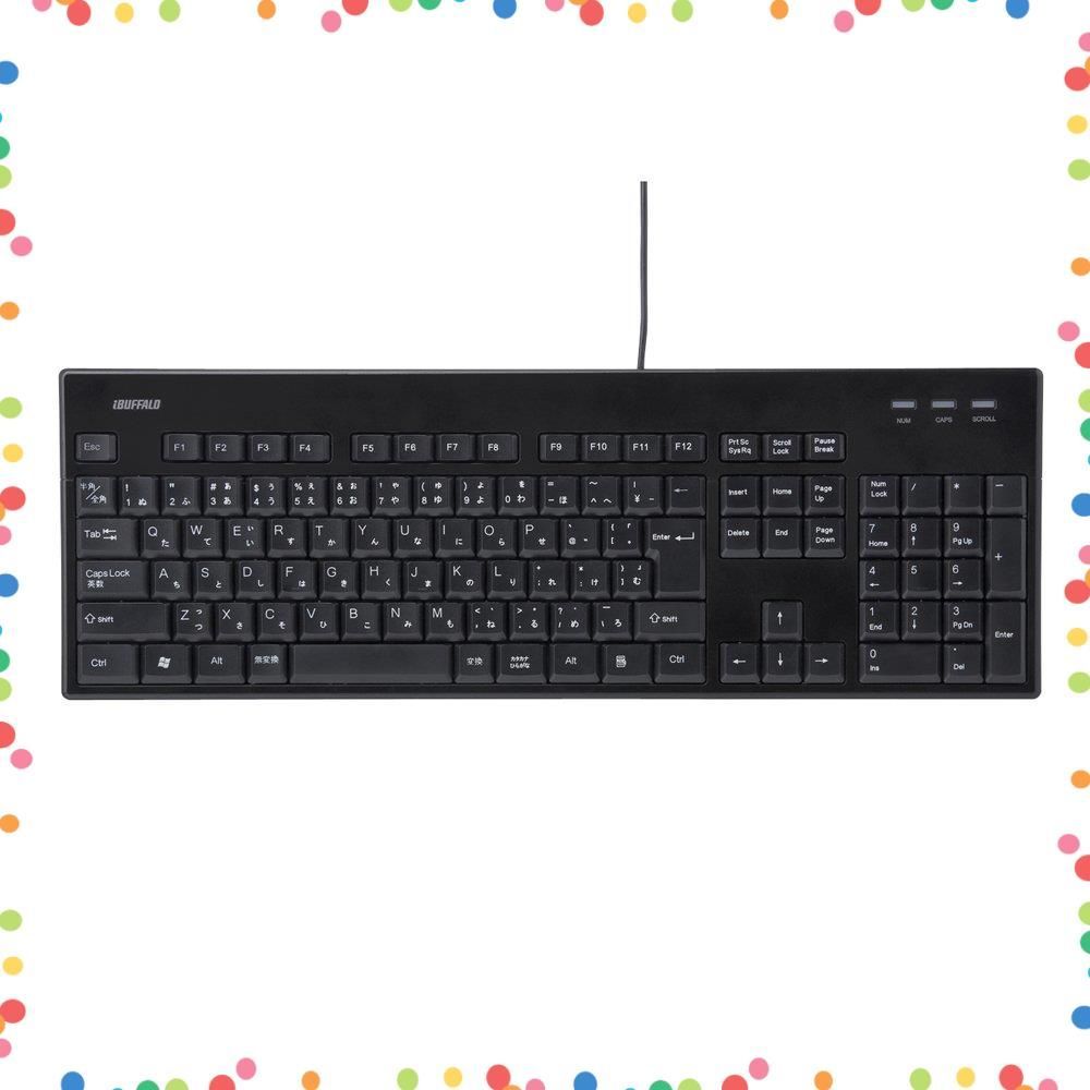 【特価商品】キーボード ウォッシャブル 丸洗い対応モデル 有線 ブラック USB接続 BSKBU12BK BUFFALO 【Windows/PS4/PS3対応】 バッファロー