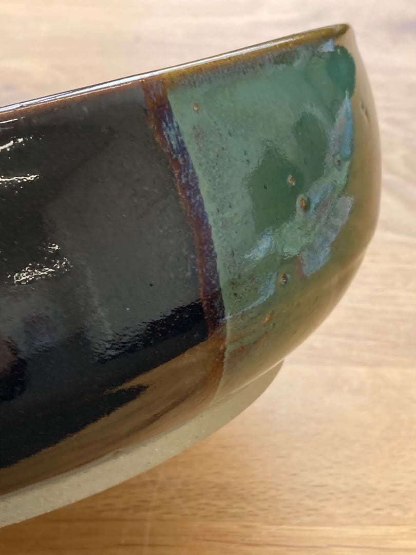 値下げ！未使用！鳥取民藝　中井窯　深鉢　染め分け大皿　24cm 飾り皿　牛ノ戸焼 鳥取民藝 中井窯 深鉢 染め分け大皿 24cm 飾り皿 牛ノ戸焼