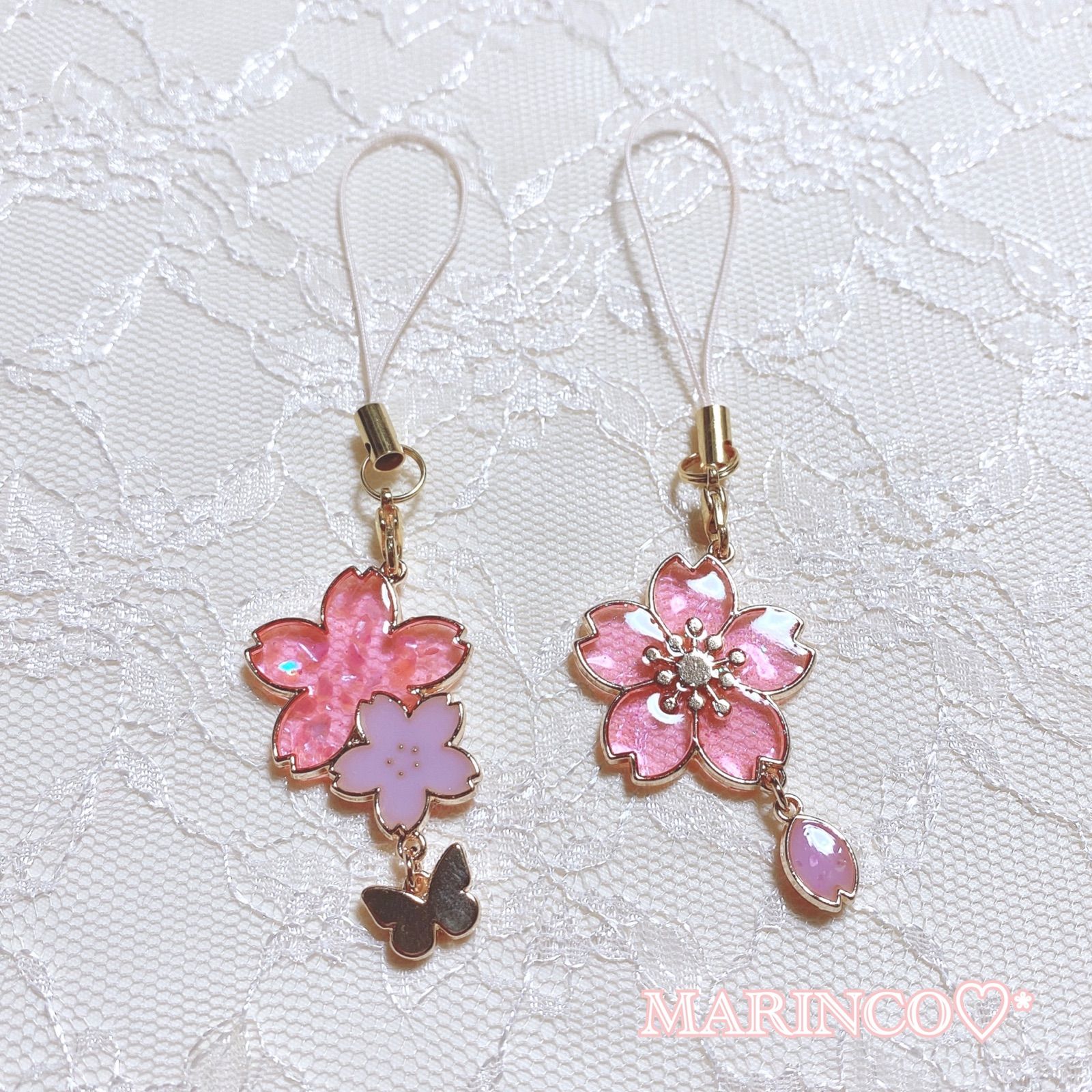 【50％OFF】 春 さくら レジン スプリング 桜ひらりストラップ(NO.613 レジン ピアス