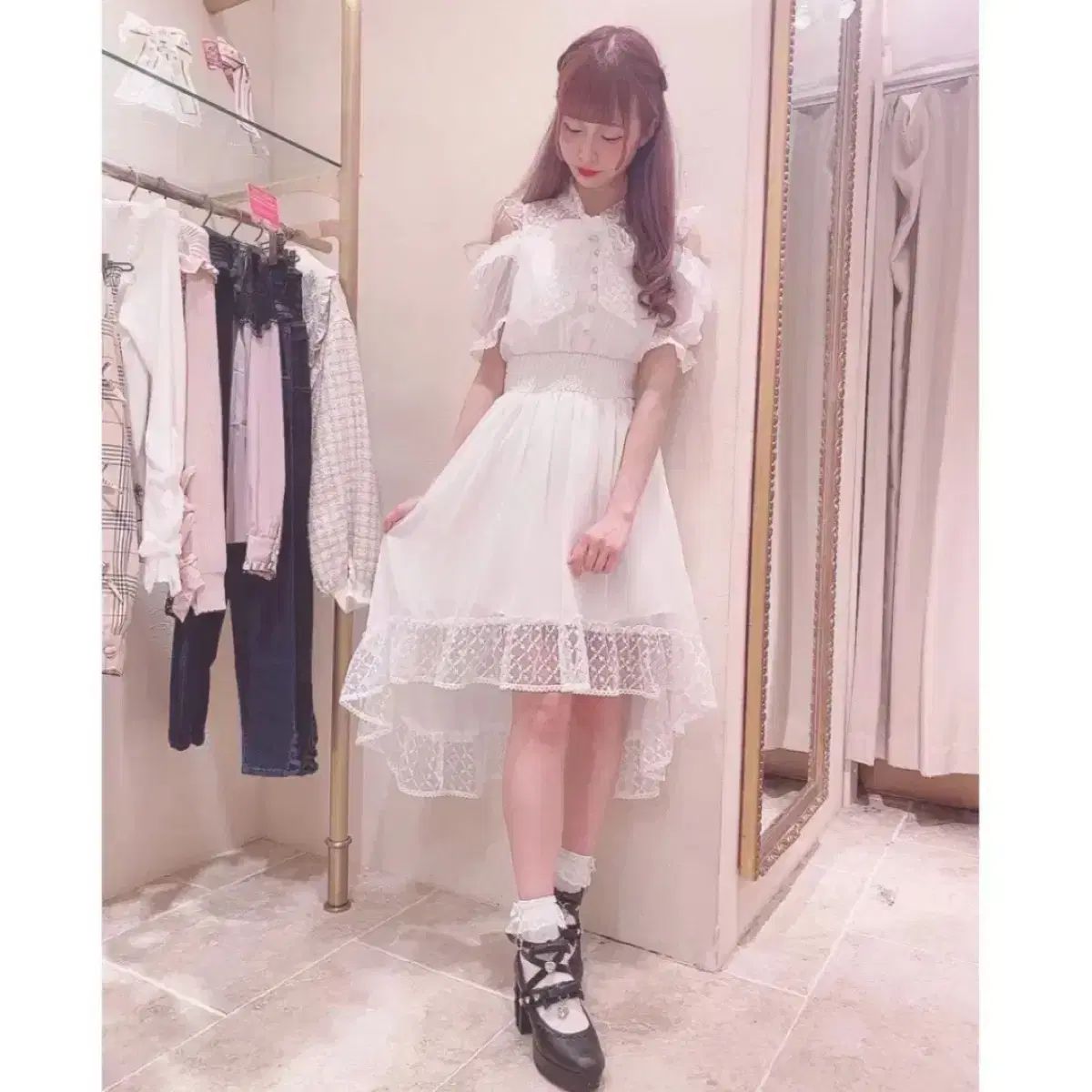今日削除❗　リズリサ　ミルクチョコ色　フィッシュテール　ワンピース LIZ LISA (リズリサ) フルール フィッシュテール ワンピース
