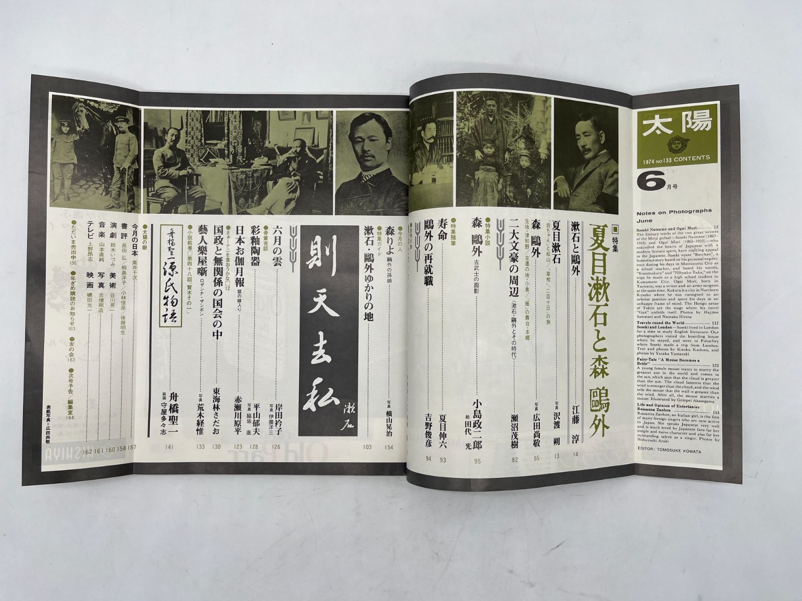 平凡社 太陽 1974年 6 THE SUN , no.133 特集 夏目漱石 と 森