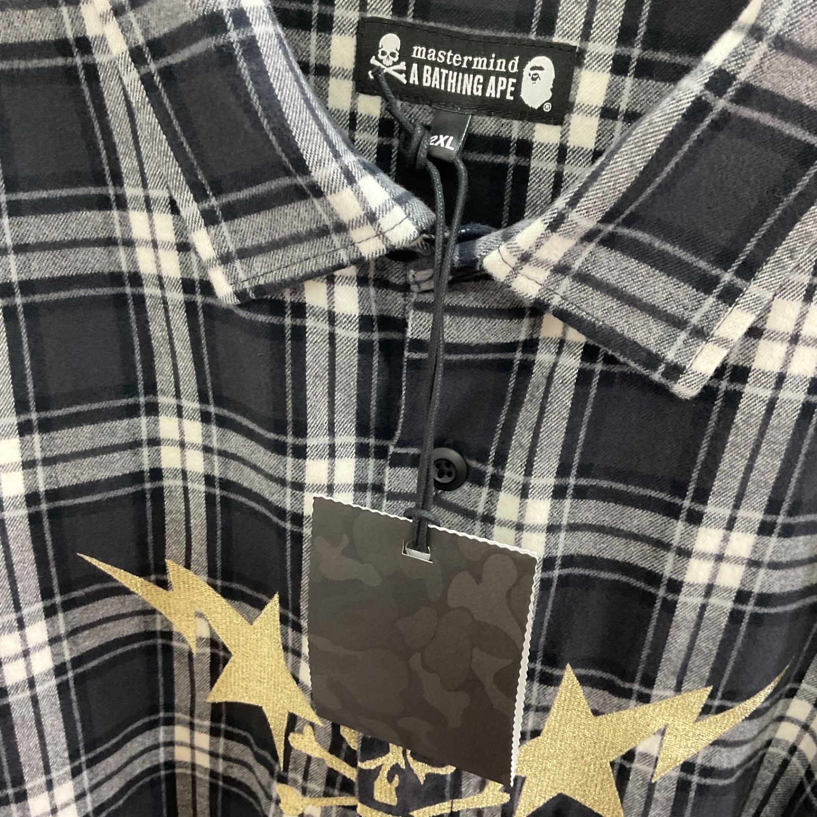 A BATHING APE x mastermind JAPAN Block Check LS Shirt エイプ