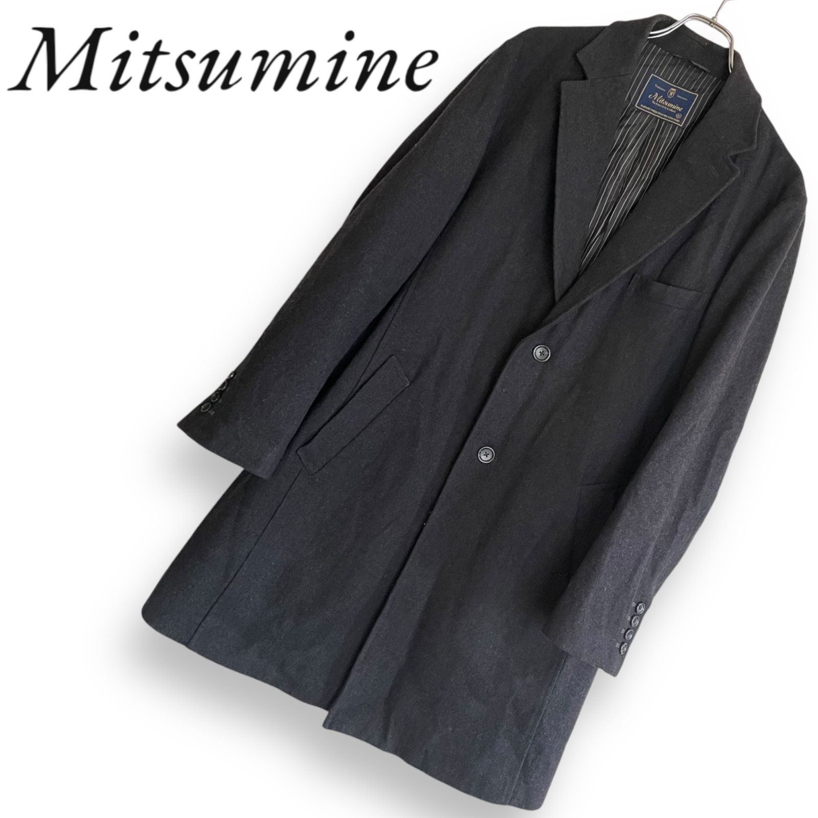 Mitsumine(ミツミネ)ロングコート シンプル フォーマル ビジネス チェスターコート LLサイズ 品番：12310 ダークグレー ブラック  0240KZ - メルカリ