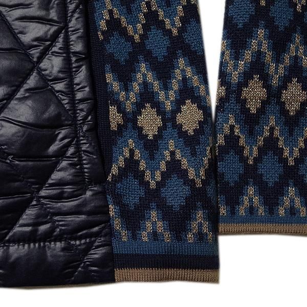 ロゴ柄ニット×キルティング