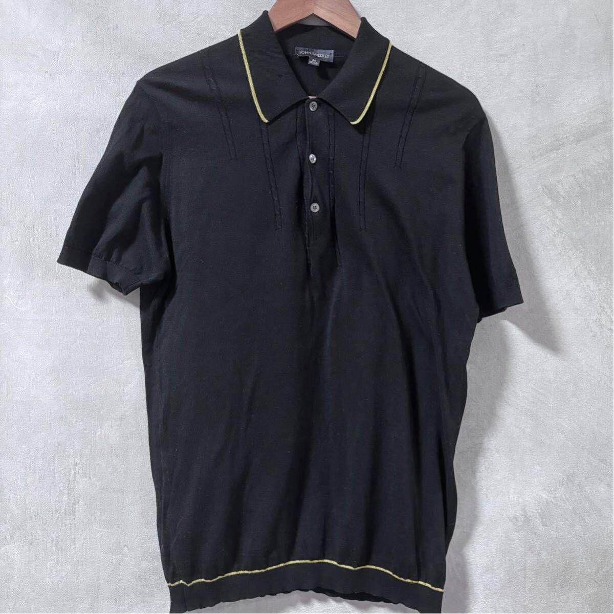 John Smedley ジョンスメドレー コットンニット ポロ 黒 M JOHN