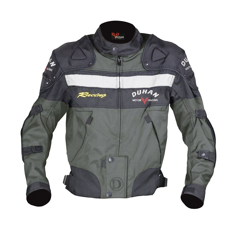 Size:XL ドゥーハン(Duhan) バイクジャケット プロテクター付 ライディングジャケット XL モスグリーンオールシーズン 春夏秋冬用 905406