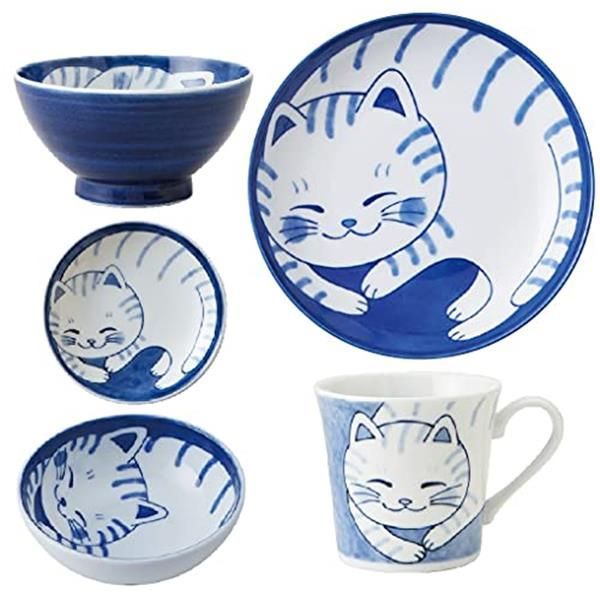 新品2点セット　美濃焼　ねこちぐら　20cm皿　ミケ　猫　ねこ　ネコ