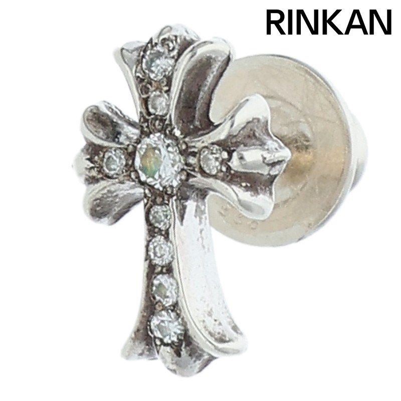 クロムハーツ CH CRS 2 FAT P DMND A|CHクロスファットスタッド アフターPAVEダイヤ|シルバーピアス メンズ