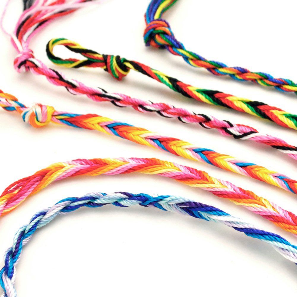 レインボー 虹色 ブレスレット ミサンガ アンクレット 編み込み リストバンド ユニセックス ボーダー 手首 カラフル 足首 エスニック V字 民族系