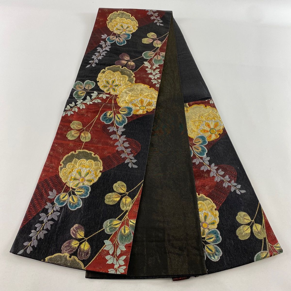 袋帯 秀品 雪輪 草花 箔 金銀糸 黒 六通 正絹 【中古】 - メルカリ