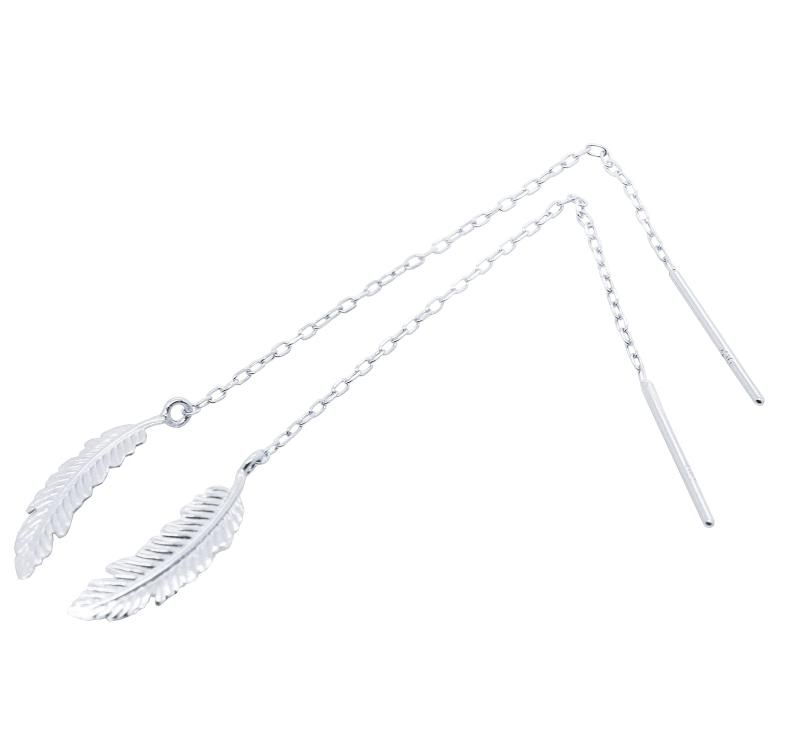 【新品未使用】k10 YG/WG/PG ピアス K10 YG/WG/PG フェザーモチーフ チェーンピアス K10ホワイト