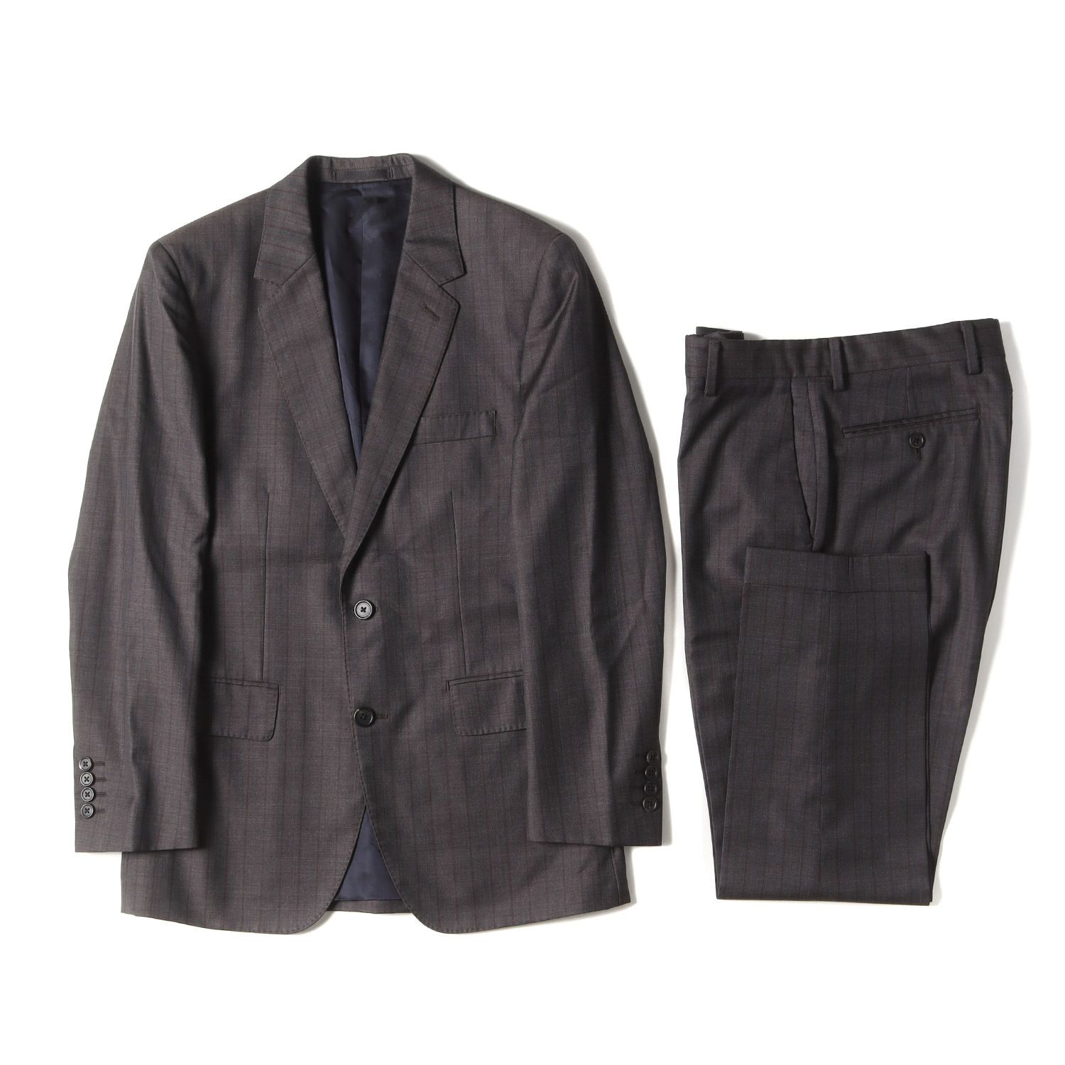 【美品】Paul Smith ポールスミス ストライプ テーラードジャケット / スラックスパンツ セットアップ / スーツ グレー | 日本製 | フォーマル ビジネス オフィス カジュアル【メンズ】【】