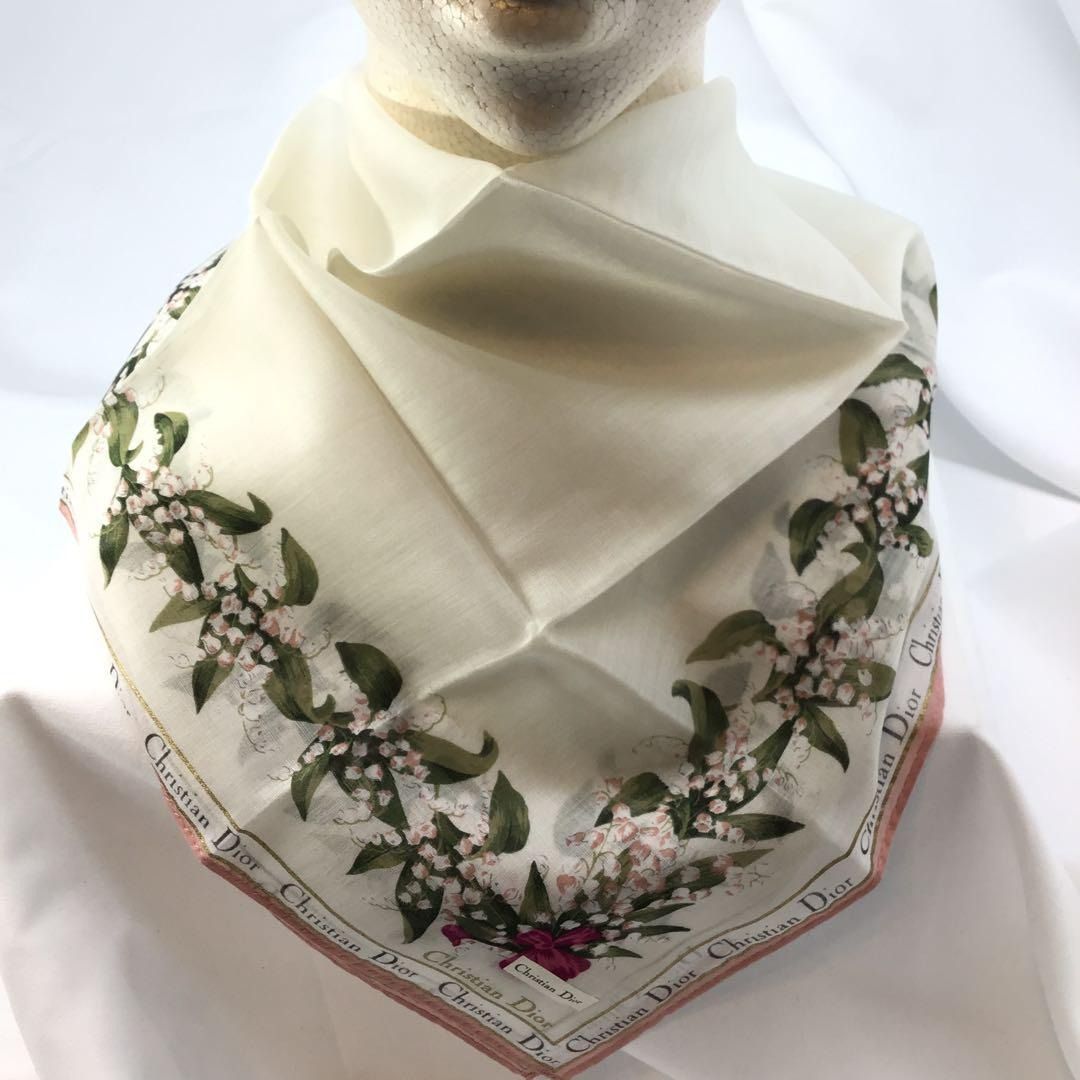 クリスチャンディオール ハンカチ スズラン Christian Dior ミニ