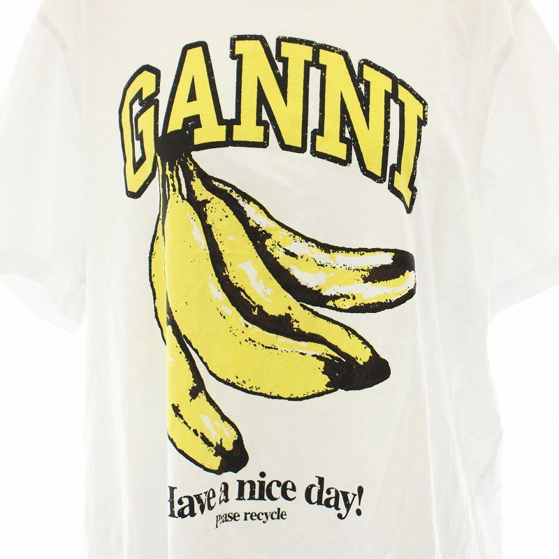 ガニー GANNI Tシャツ カットソー クルーネック 半袖 ロゴ