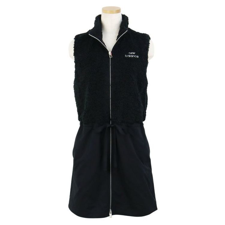 25秋冬 ニュー ンス ゴルフ balance Golf レディース ボア 天竺ラミ フルジップ ワンピース 5224501 保温 防寒 ロゴ刺繍 ハイネック ノースリーブ