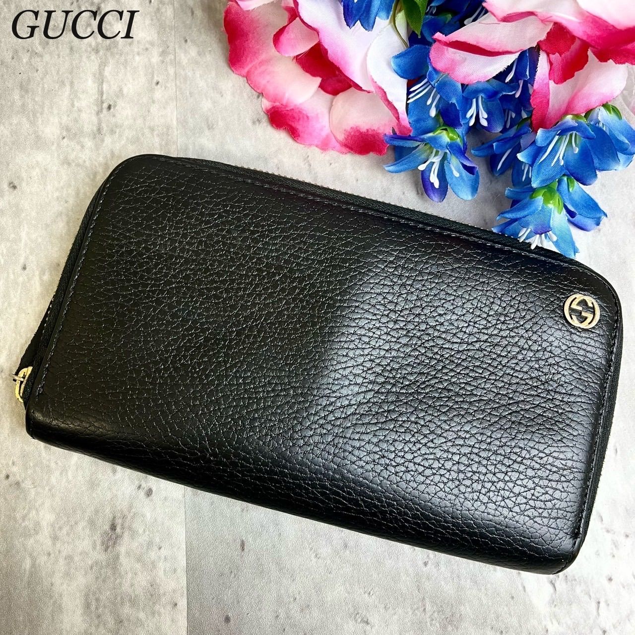 ✨良品✨ GUCCI グッチ 長財布 ラウンドファスナー インターロッキング 