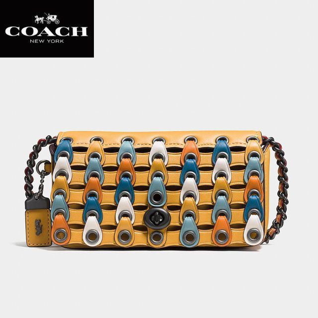 新品未使用！ COACH Dinkeer Coach Link 86832 コーチ ディンキアー コーチ リンク グラブタン レザー ゴールデンロッド マルチ 2Wayバッグ 正規商品 (9894)