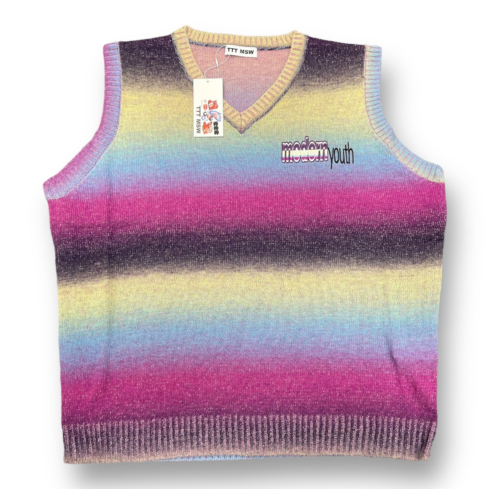 ニット/セーターTTT MSW KASURI knit vest purple - ニット/セーター