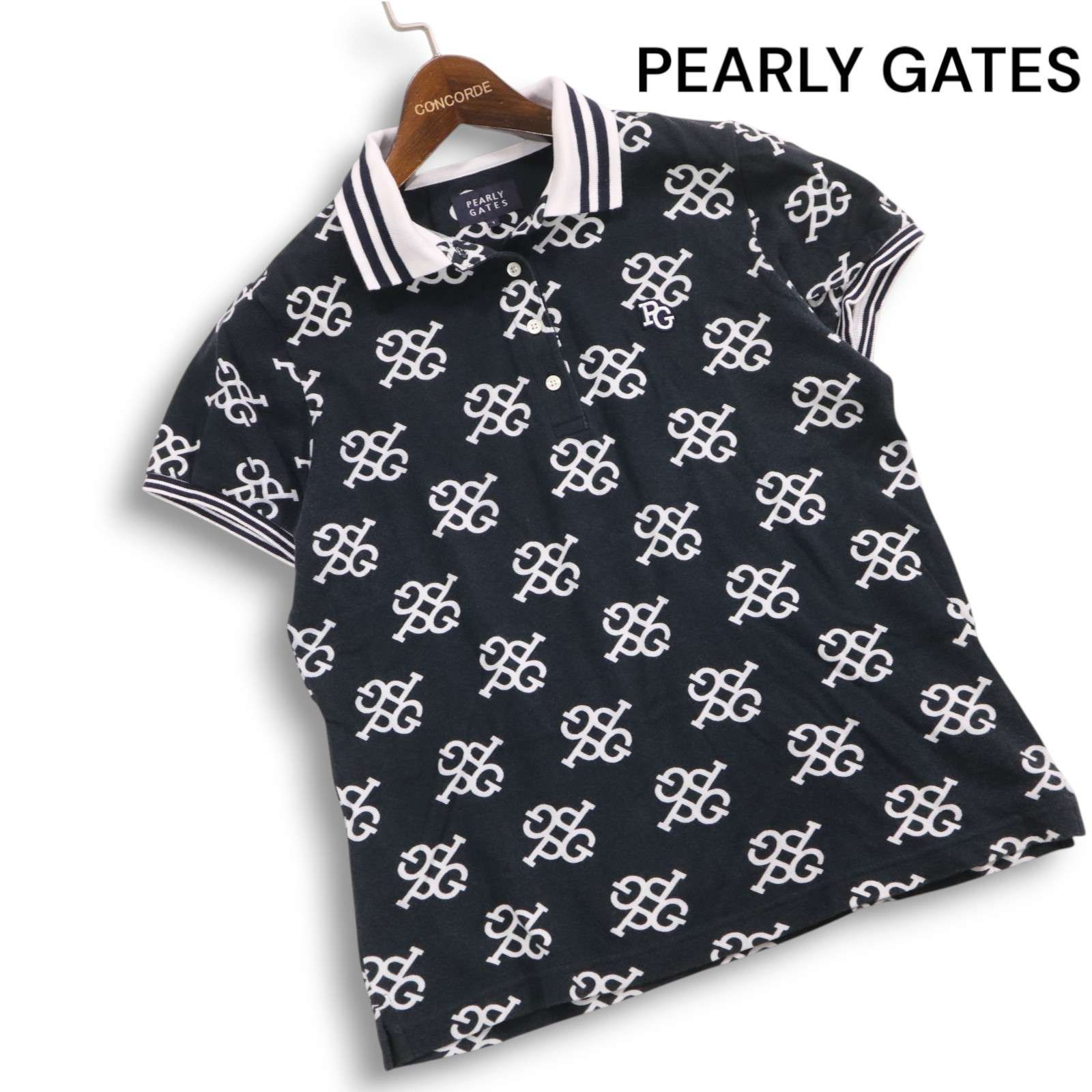 PEARLY GATES パーリーゲイツ ゴルフ 春夏☆ 半袖 PG 総柄 ロゴ