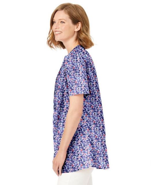ウーマン ウィズイン レディース シャツ トップス Women s Plus Size Pintucked Half-Button Tunic Navy blooming ditsy WWW_NOITHATQUANGTHANH_NET