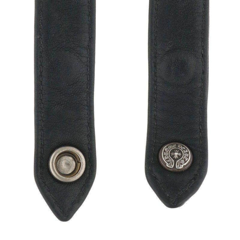CHROME HEARTS CHプラス レザー ハーネスクラスプ ブレスレット クロム
