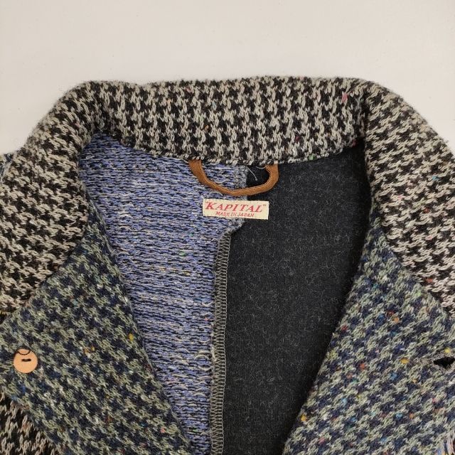 KAPITAL ツイード天竺 ニット パッチワークファーム ジャケット マルチ レディース キャピタル 5-1002T∞ SIROKUMA-CORPORATION_COM