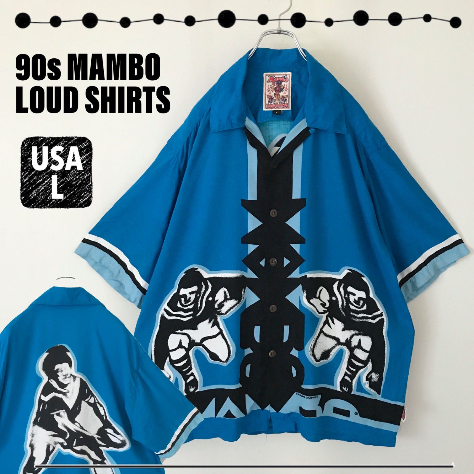 MAMBO LOUD SHIRTS★90s VTG★ラガーマン★アロハ★レーヨン