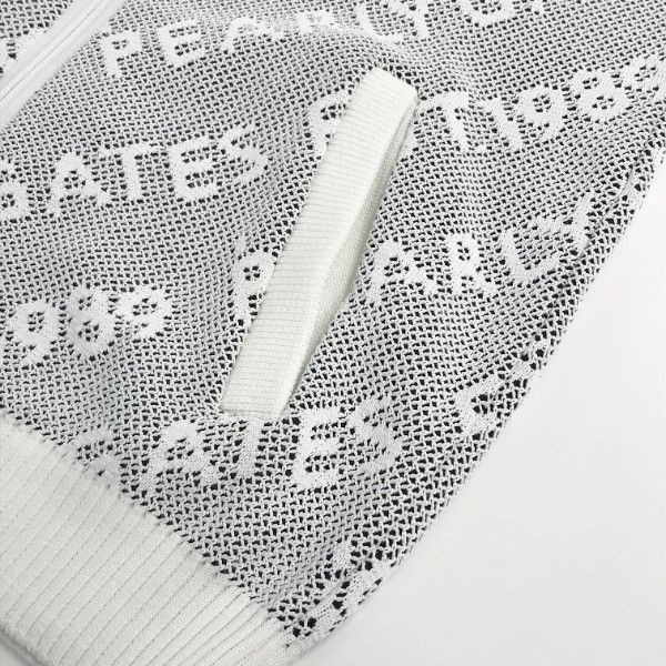 PEARLY GATES パーリーゲイツ ニット ジップパーカー ロゴ柄 ホワイト