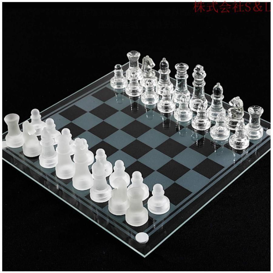 クリスタルチェス　廃盤品 クリスタルチェス ガラス製 インテリア チェス盤 24.8cm×24.8cm