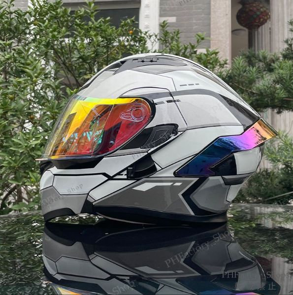 フルフェイスヘルメット バイク ヘルメット DOT承認 バイクヘルメット 通気性 耐久性 安全性 シールド色選択 男女兼用 バイク用 おしゃれ シルバー A28 FFCRYSTALESIA_COM