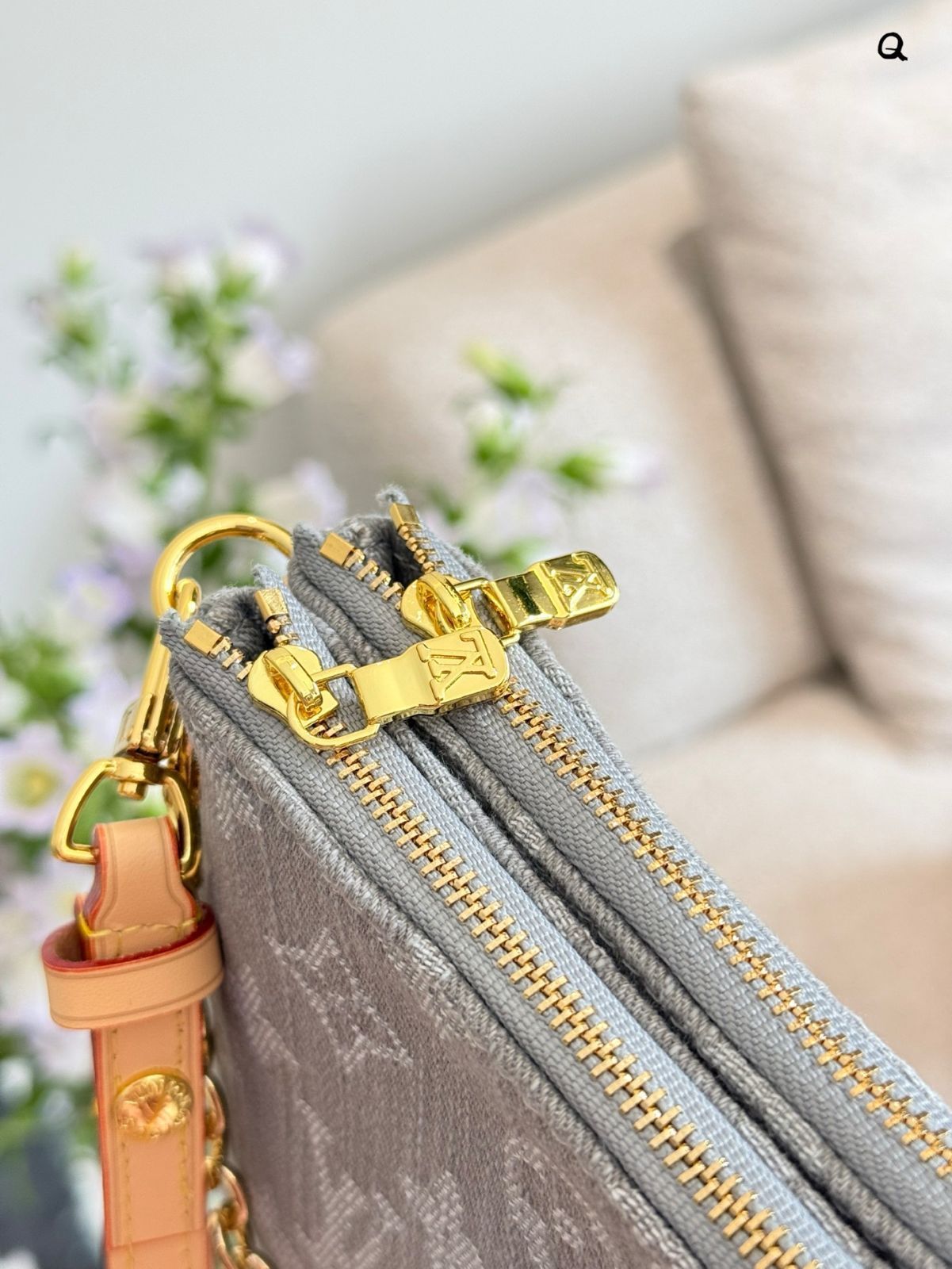 今日特価】LV Double Zipper Mahjong Bag [Denim Grey 25cm