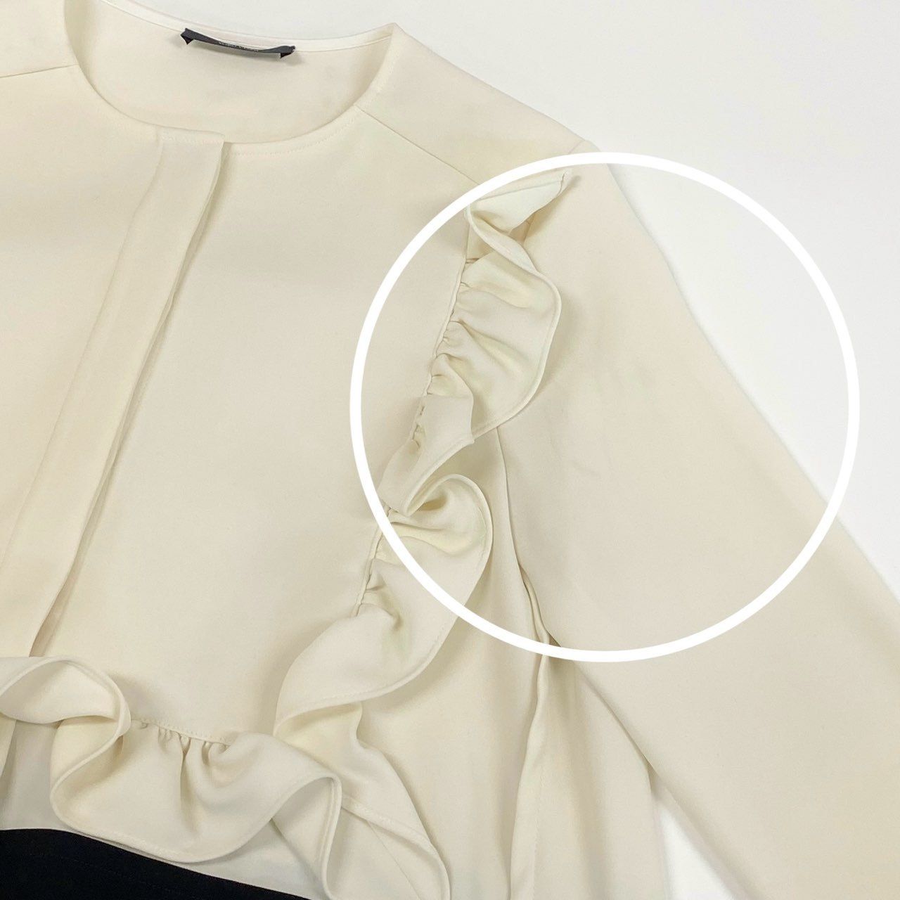 57f27 【美品】YOKO CHAN ヨーコチャン ロングスリーブ フリルトリム  