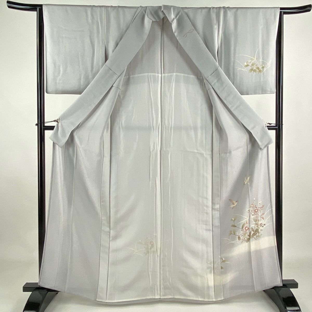 付下げ 身丈162.5cm 裄丈64.5cm M 単衣 鈴乃屋 鳥 草花 刺繍 ぼかし  