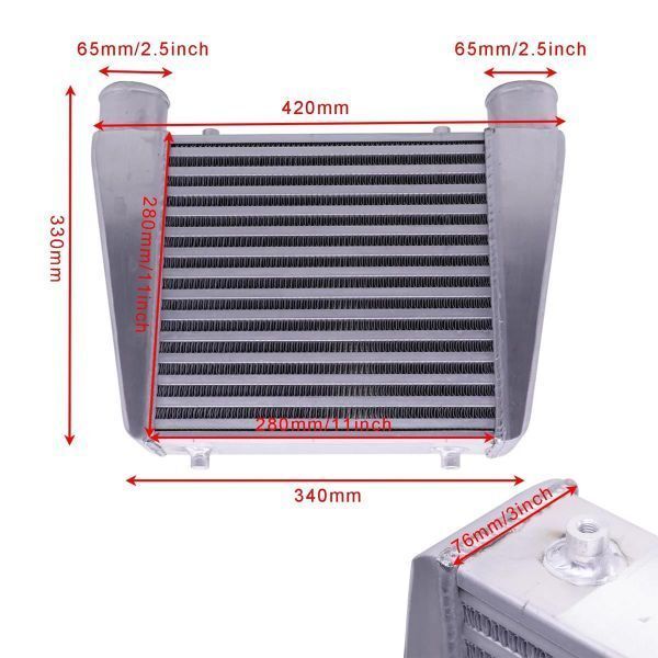 インタークーラー 汎用 R-EP x 280x76mm アルミニウム製 63mm ターボ