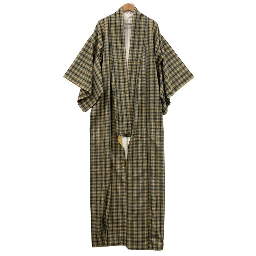 新田間道 紅花草木 着物 チェック 黄色 AFA 6