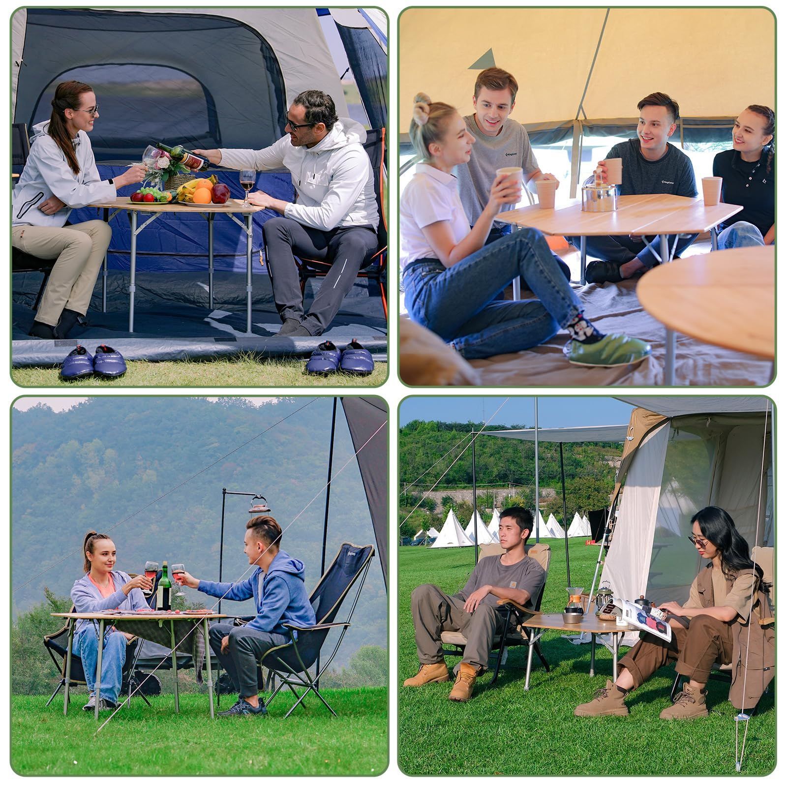 新着商品 折り畳み 竹製 高さ調整 折りたたみ ローテーブル テーブル コンパクト 収納袋付き 4 6人用 アウトドア 耐荷重30kg キャンプ用品 六角 100x KingCamp H40 60 cm OLIVEOS_COM_TR