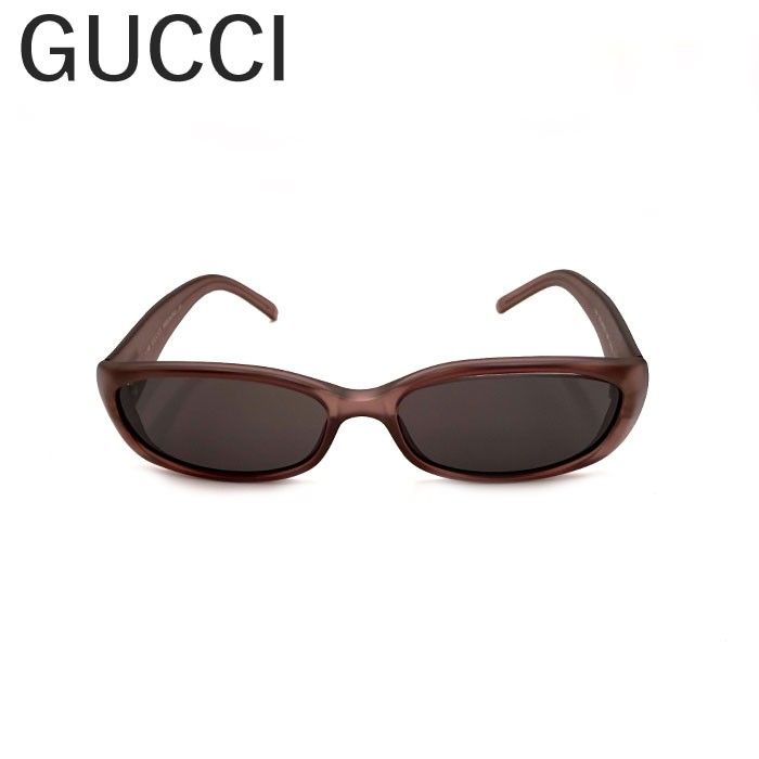 グッチ GUCCI サングラス 艶消しフレーム 細長 ロゴプレート ブラウン