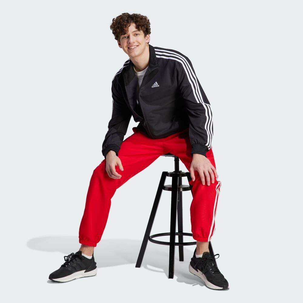 ☆アディダス ADIDAS 新品 メンズ スリーストライプス ウーブントラック スーツ 上下セット 黒赤 Lサイズ[SETIJ6060-L] 五  弐☆QWER - メルカリ