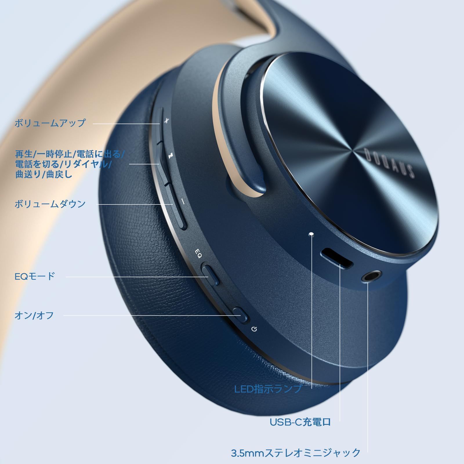 数量限定】携帯・パソコン・ウォークマン対応 LIFE3 耳に優しい メモリーフォーム 密閉型 有線対応 マイク内蔵 オーバーイヤーヘッドホン  (ネイビーブルー) 3EQサウンドモード 最大50時間連続再生 ワイヤレスヘッドホン Bluetooth5.3 ヘッ - メルカリ