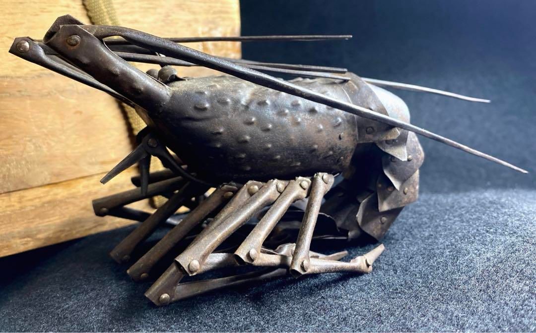 明珍 鉄製自在海老置物 木 82g 東Y6-1118 2Fトトニ