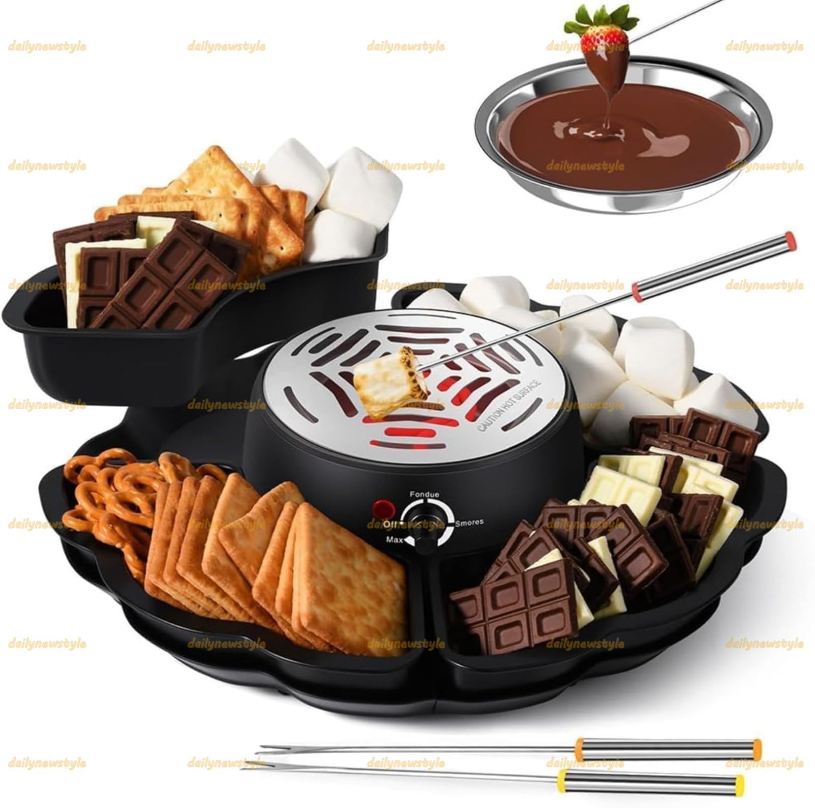 人気推薦◆チョコレート機｜卓上型 電動マシュマロ焼き機能付き チーズ溶融も ｜パーティー用電気鍋として最適 家庭用ギフトセット｜デートナイトにも クリエイティブでシンプルなデザインのおしゃれなタイプ
