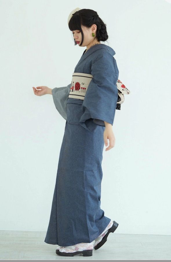 アデリアレトロ×ニコアンティーク デニム着物