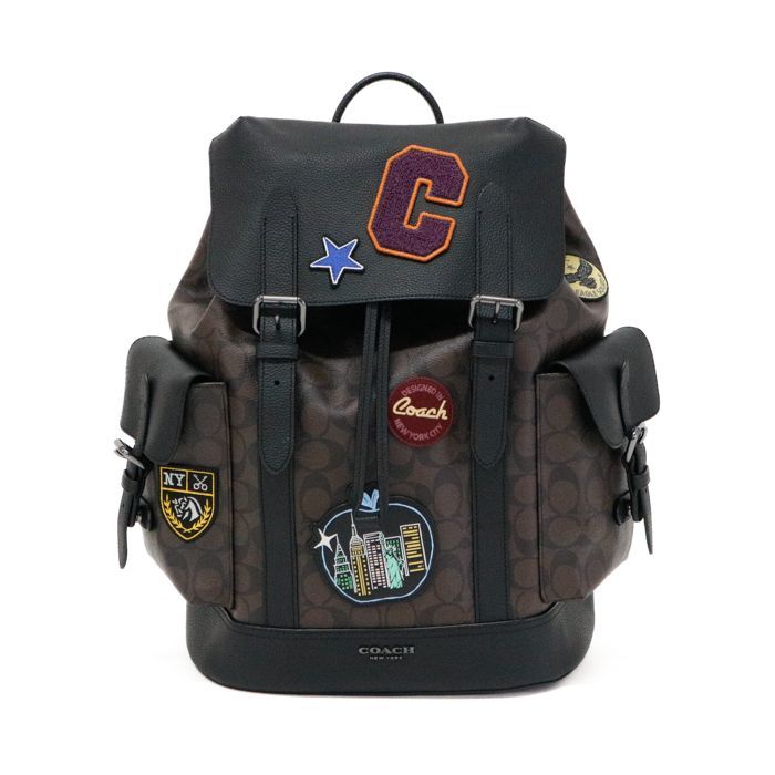 COACH バックパック PVCレザー ブラウン シグネチャー