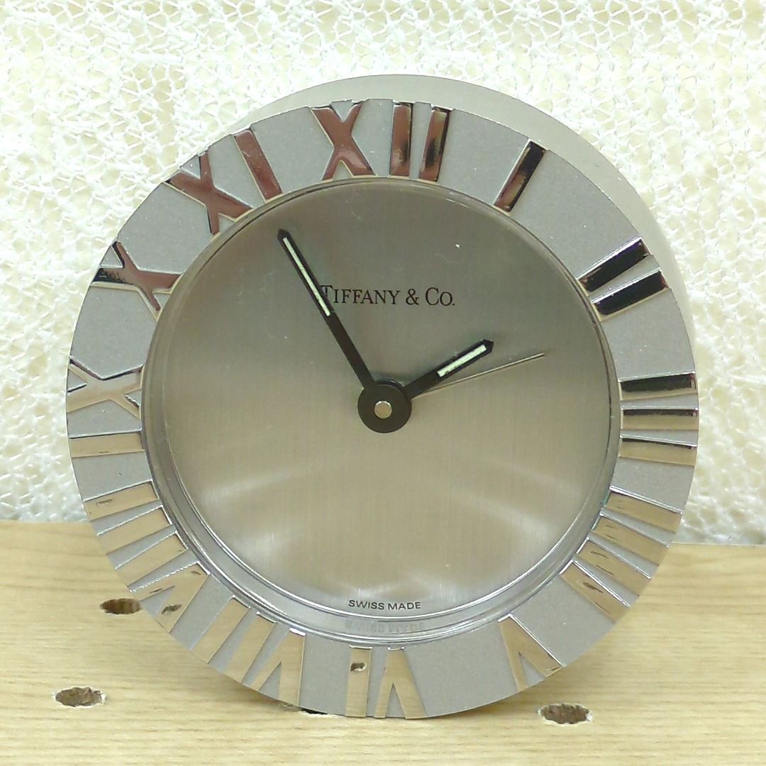 未使用  TIFFANY  ティファニー アトラス置時計  シルバー色 TIFFANY ティファニー アトラス 置時計 シルバーカラー スイス製
